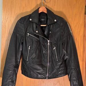 Barneys  Black Leather Bomber Jacket
